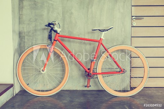 Picture of Orange bicycle parked decorate interior living room modern style